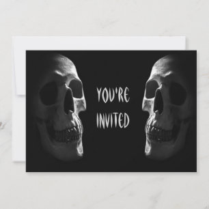 Invitation Fête d'Halloween Crânes Effrayants Double Face