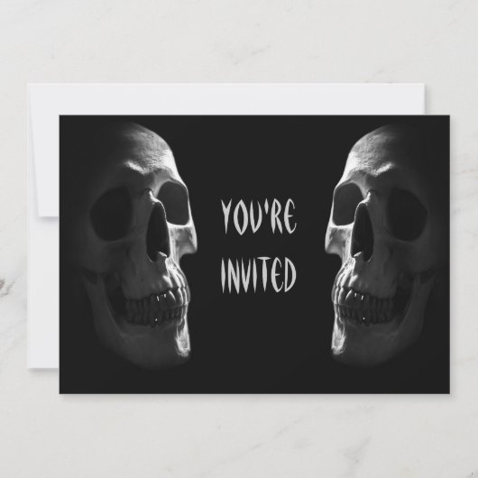 Invitation Fête d'Halloween Crânes Effrayants Double Face (Devant)