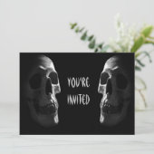 Invitation Fête d'Halloween Crânes Effrayants Double Face (Debout devant)