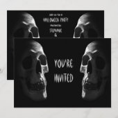 Invitation Fête d'Halloween Crânes Effrayants Double Face (Devant / Derrière)