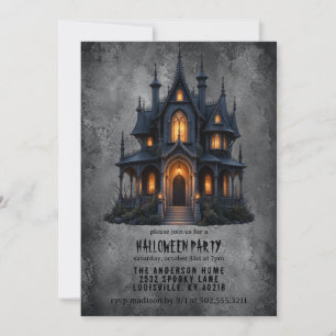 Invitation Fête d'Halloween dans un manoir hanté victorien