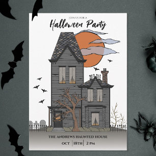 Invitation Fête d'Halloween dans une maison hantée effrayante