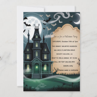 Invitation Fête d'Halloween dans une maison hantée effrayante