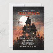 Invitation Fête d'Halloween dans une maison hantée gothique (Devant)