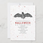 Invitation Fête d'Halloween de chauve-souris de sang (Devant)