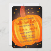 Invitation Fête d'Halloween de citrouille, soirée de célébrat (Devant)