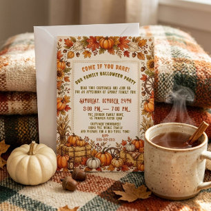 Invitation Fête d'Halloween de famille de citrouille d'automn