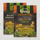 Invitation Fête d'Halloween de jouets antiques hantés fantais (Devant / Derrière)