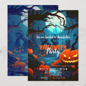 Invitation Fête d'Halloween de la Forêt déplaisante Jack O' L (Devant / Derrière)