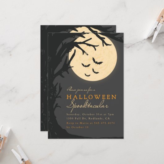 Invitation Fête d'Halloween de la Maison noire Spooktacular (Devant/Arrière en situation)