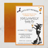 Invitation Fête d'Halloween de la Sorcière Méchante (Devant / Derrière)
