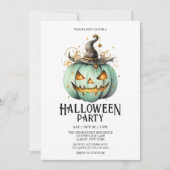 Invitation Fête d'Halloween de menthe Éffrayante Jack-o-Lante (Devant)