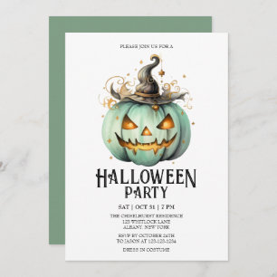 Invitation Fête d'Halloween de menthe Éffrayante Jack-o-Lante