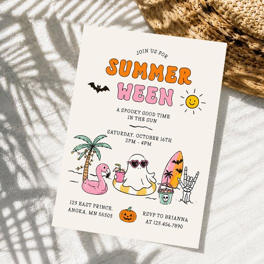 Invitation Fête d'Halloween de piscine d'été de Summerween