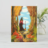 Invitation Fête d'Halloween de sorcière de citrouille sombre  (Debout devant)