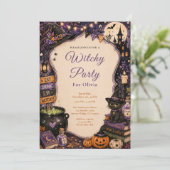 Invitation Fête d'Halloween de sorcière mignonne (Debout devant)