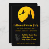 Invitation Fête d'Halloween de sorcière volant (Devant / Derrière)