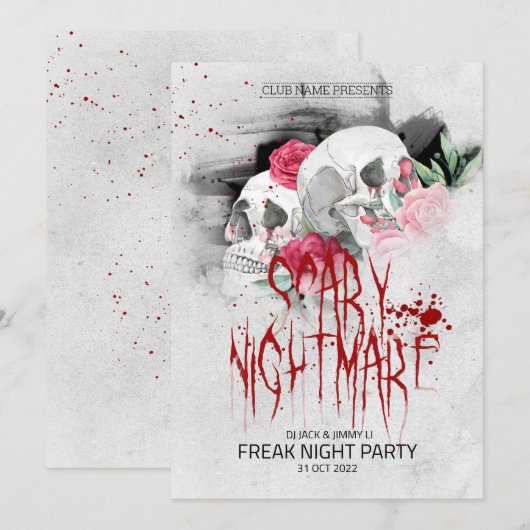 Invitation Fête d'Halloween de style rétro tiré à la main (Devant / Derrière)