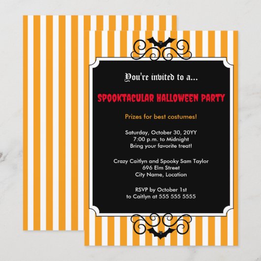 Invitation Fête d'Halloween déjantée (Devant / Derrière)