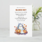 Invitation Fête d'Halloween des Citrouilles d'aquarelle (Debout devant)