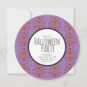 Invitation Fête d'Halloween Dessins de citrouille Violet