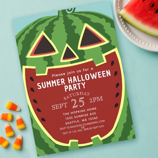 Invitation Fête d'Halloween d'été Citrouille Jack-o-Lantern p