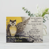 Invitation Fête d'Halloween du hibou Vintage personnalisable (Debout devant)