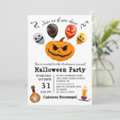 Invitation Fête d'Halloween du Monstre Citrouille effrayant (Debout devant)