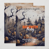 Invitation Fête d'Halloween du village rustique Jack-O' Lante (Devant / Derrière)