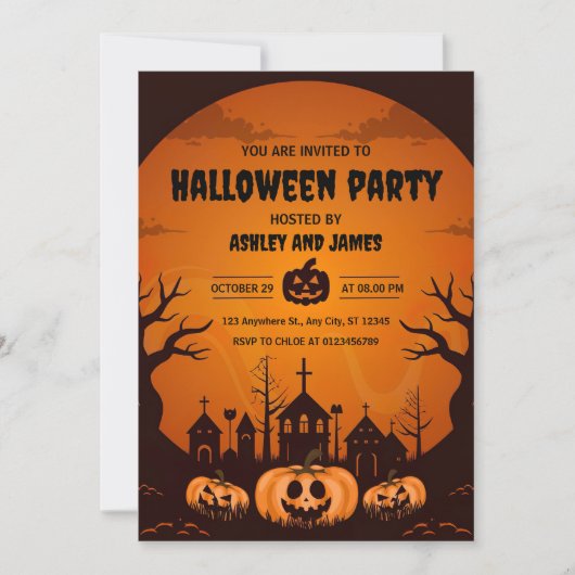 Invitation Fête d'Halloween effrayant (Devant)