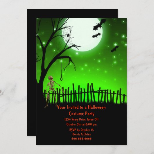 Invitation Fête d'Halloween effrayant (Devant / Derrière)