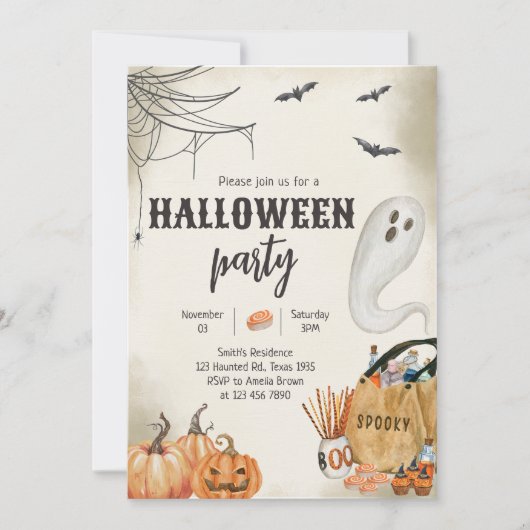 Invitation Fête d'Halloween éffrayant (Devant)