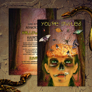 Invitation Fête d'Halloween effrayant   Zombie Brain Bugs Dép