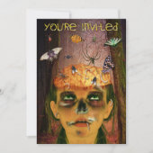 Invitation Fête d'Halloween effrayant | Zombie Brain Bugs Dép (Devant)
