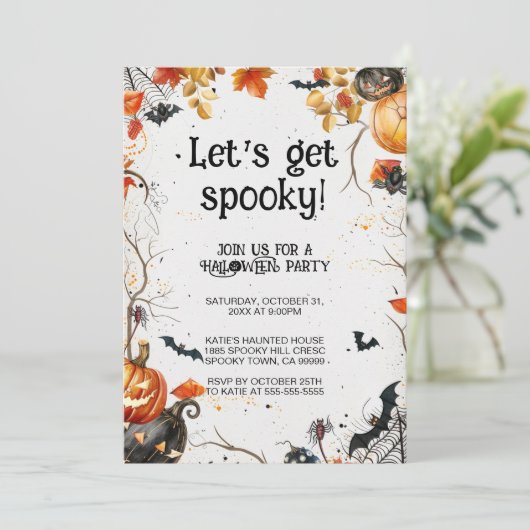 Invitation Fête d'Halloween Éffrayante (Debout devant)