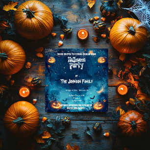 Invitation Fête d'Halloween effrayante avec citrouilles lumin