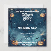 Invitation Fête d'Halloween effrayante avec citrouilles lumin (Devant)