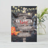 Invitation Fête d'Halloween effrayante et hantée (Debout devant)