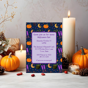 Invitation Fête d'Halloween effrayante et mignonne
