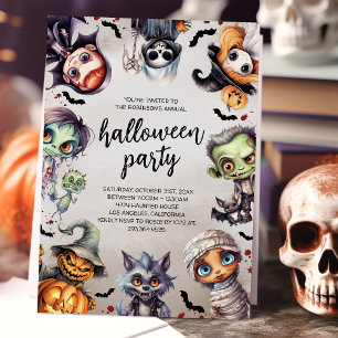 Invitation Fête d'Halloween effrayante et mignonne