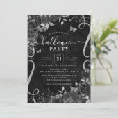 Invitation Fête d'Halloween Éffrayante noire noire (Debout devant)