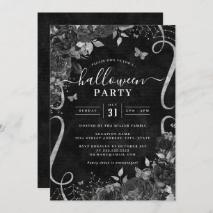 Invitation Fête d'Halloween Éffrayante noire noire