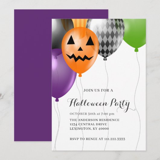 Invitation Fête d'Halloween élégante  (Devant / Derrière)