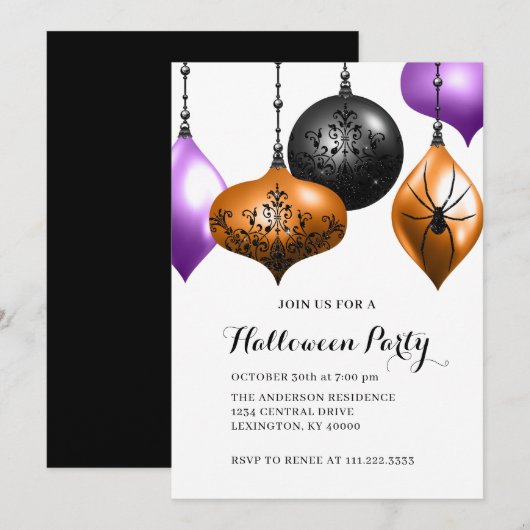 Invitation Fête d'Halloween élégante (Devant / Derrière)
