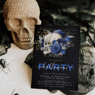 Invitation Fête d'Halloween élégante avec crâne floral pour a