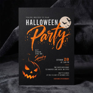 Invitation Fête d'Halloween élégante et moderne noire