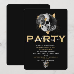 Invitation Fête d'Halloween élégante pour adultes avec crâne