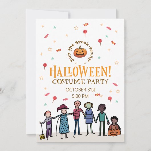 Invitation Fête d'Halloween en classe | Conception Enfants Mi (Devant)