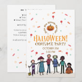 Invitation Fête d'Halloween en classe | Conception Enfants Mi (Devant / Derrière)
