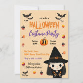 Invitation Fête d'Halloween en costume de sorcière (Devant)